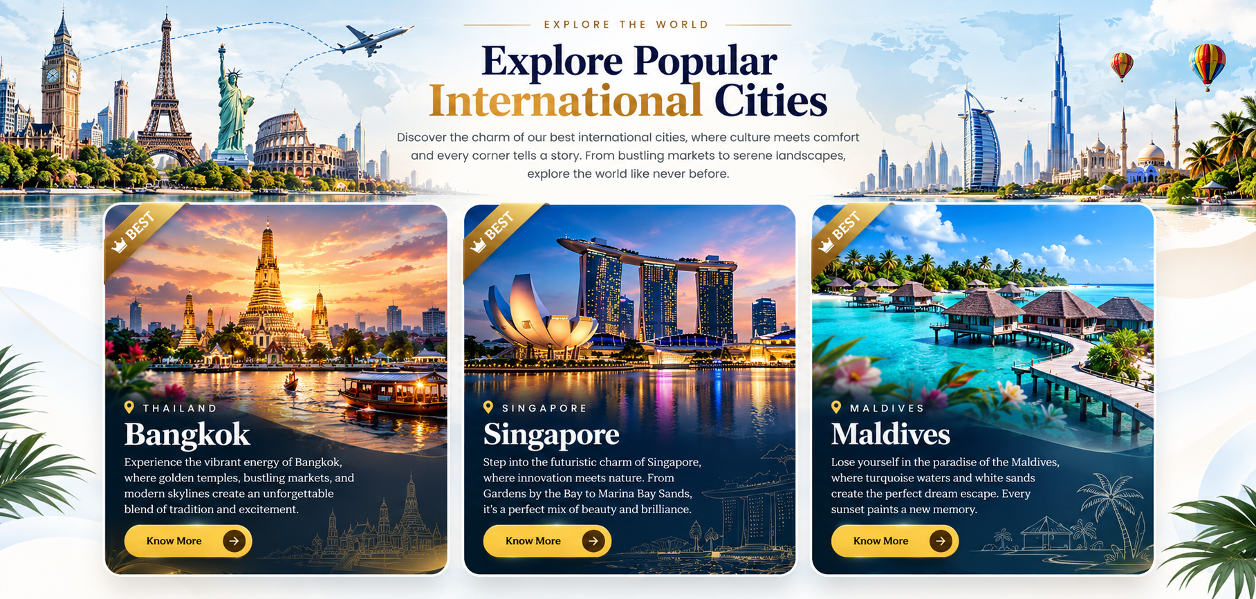 Bangkok Singapore and Maldives travel destinations